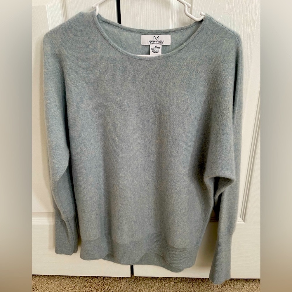 Absolutely gorgeous light, pale blue 100% cashmere sweater. Size medium.
